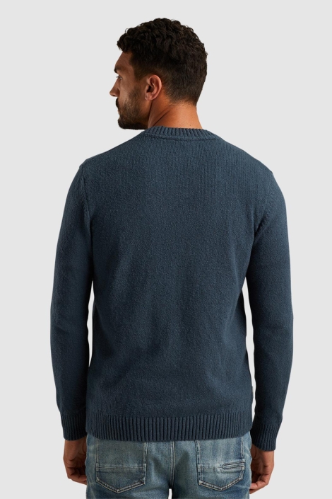 Cast Iron v-neck regular fit boucle cotton b